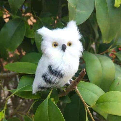 Lovely Artificial Lifelike Animal Owl Miniature Plush Toy Garden Ornament Photo Props