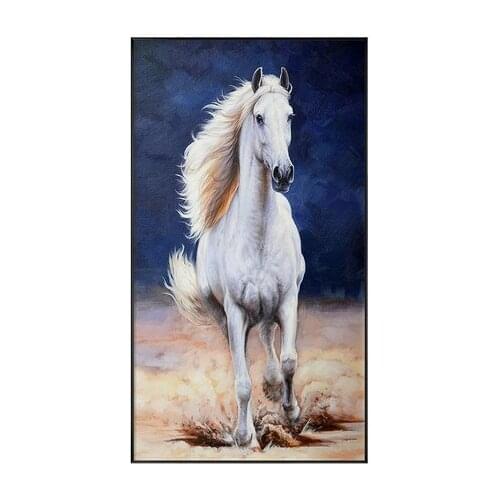 White Horse Running Animal Fashion Cross Stitch Kits Set 11CT Printed Embroidery DIY Handmade Needlework Wall Home Decor