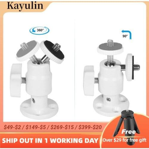 Kayulin Security Wall Mount With 1/4inch Male Mini Ball Head For CCTV Camera Surveillance System White