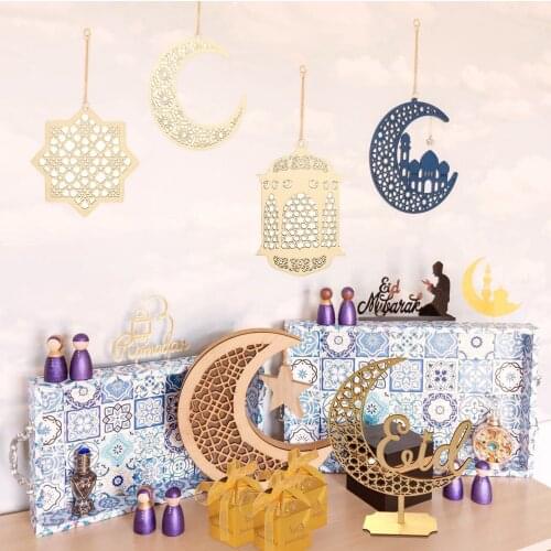New Wooden Islamic Eid Mubarak Ramadan Kareem Decoration Eid Mubarak Countdown Home Hanging Crafts Eid Mubarak Gift Decoration