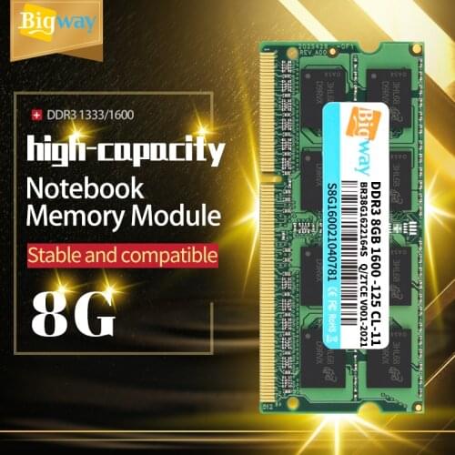 Bigway 4GB 8GB 2Rx8 PC3 12800S DDR3 1333MHz 1600Mhz 4gb 8gb Laptop Memory Notebook Module SODIMM RAM