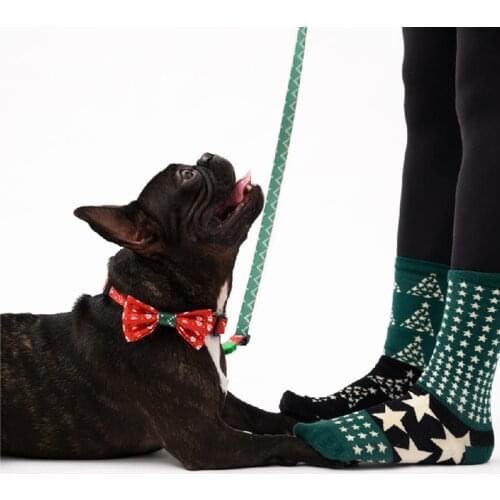Pet Dog Cat Collar Leash Host Sockings 6pcs Sets 2020 Christmas Gift Box New Years Human & Pets Gift Box for Dogs Cats