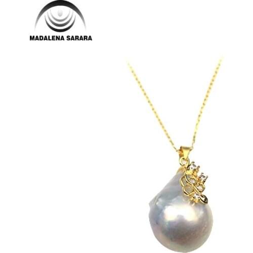 MADALENA SARARA AAAA 12-13mm Baroque Pearl White Freshwater Pearl Necklace With S925 Chain Necklace 20"
