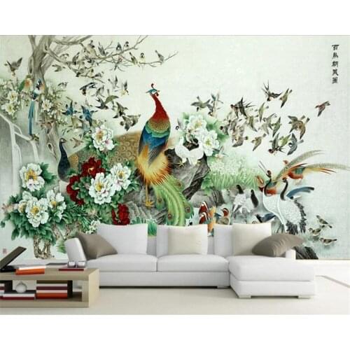 Wellyu Custom wallpaper 3d birds and birds phoenix maps Chinese painting Papel de pared background wallpaper decoration painting