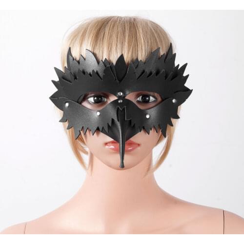 PU Steampunk Bird Nose Mask Gothic Leather Face Mask Halloween Retro Cosplay Masks Party Carnival Costume Props Accessories