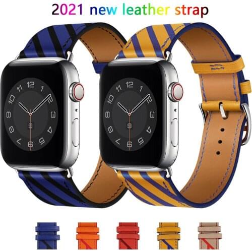The New Genuine Cow Leather Watch Band Strap For Apple Watch 6 SE 5 4 42MM 38MM 44MM 40MM Watchband For iWatch 6 5 4 3 Watchband