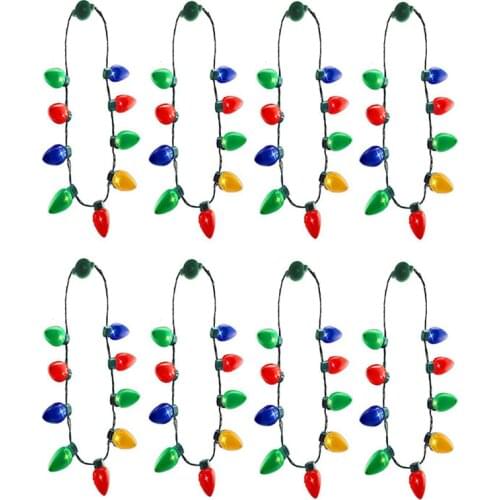 Christmas Light Up Bulb Necklace Kids Adults Wearable Lights Jewelry Holiday Decor Party Favor Christmas luminous necklace PAK55