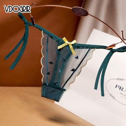 VDOGRIR Sexy Womens Lace Panties Underwear Seamless Thin Thongs Low Waist Breathable Lady Lingerie Woman Erotic G-String Tanga