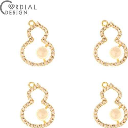 Cordial Design 20Pcs 16*22MM Jewelry Accessories/CZ Charms/Imitation Pearl/Genuine Gold Plating/Hand Made/DIY Making/Pendant