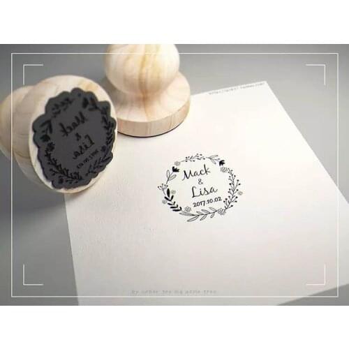 Personalized name and date Custom wooden Diamete 4.7cm stamp seal for Invitation stationery wedding decoration DIY wedding favor
