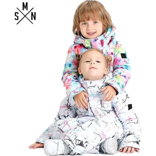 SMN Kids Ski Suit One Piece Waterproof Girls Skiing And Snowboarding Winter Outdoor Ski Clothing Windproof Children Coat