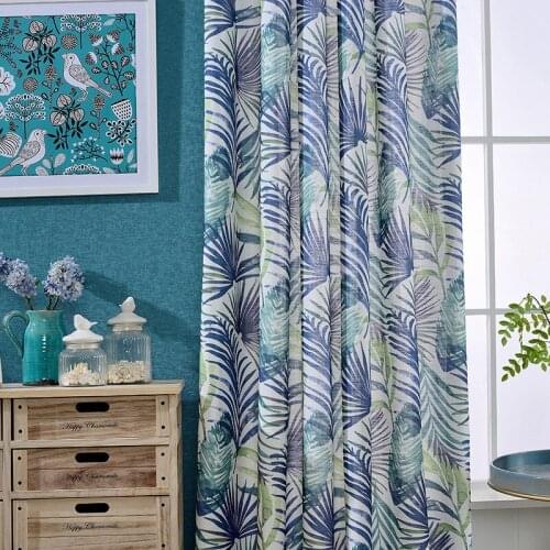 AS Modern Pastoral American Country Bamboo Fabric Printing Simple and Light Luxury Home Curtains for Living Dining Room Bedroom