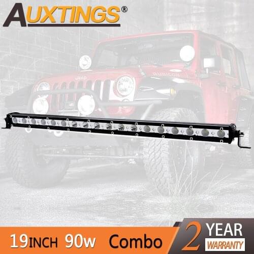 Auxtings 20'' 20inch 90w LED Work Light Bar Super Mini Slim Single Row Led Bar Flood Spot SUV OffRoad Bar 12V 24V for Jeep