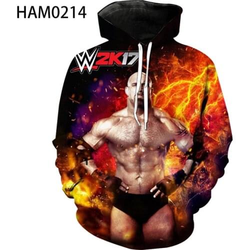WWE Hoodie spring and summer mens and womens 3D printing muscle fashion childrens Harajuku cotton long casual Sweatshirt