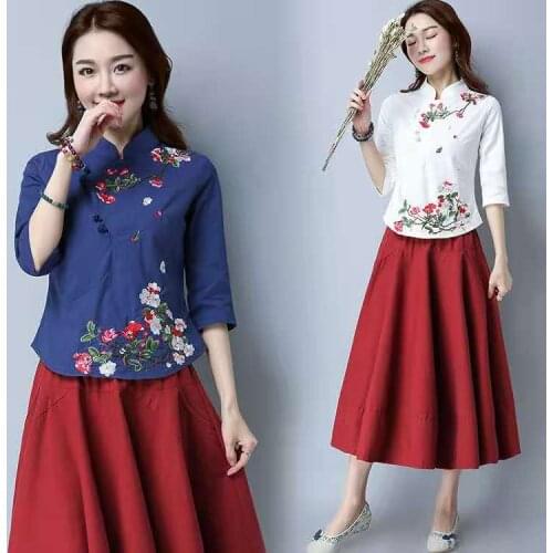 Cheongsam Top Qipao News Floral Elegant Traditional Chinese Clothing for Women Chinese Shirts Tang Suit Chinese Style Girls Top