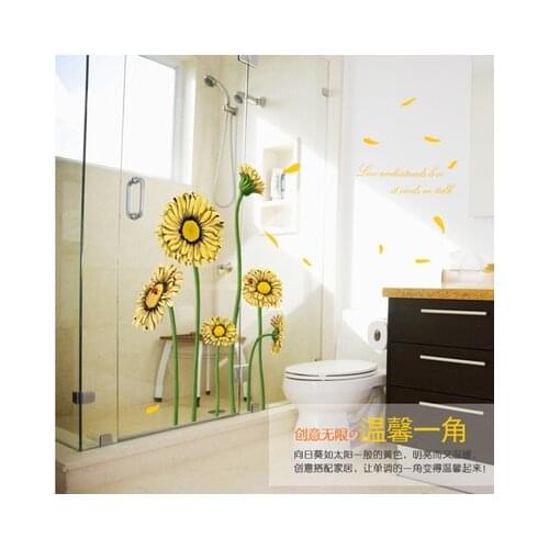 Yellow daisies sunflower DIY TV background stickers PVC removable wall stickers