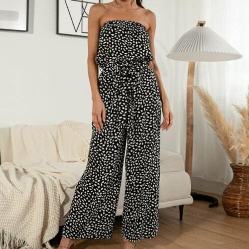 Womens Sexy Romper Off Shoulder Jumpsuit Casual Strapless Wide Leg Pants Jumpsuit
