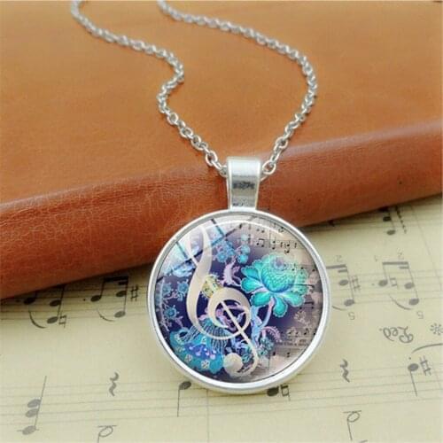 Ladies DIY fashion note time gemstone necklace European music color pendant music necklace music jewelry necklace цепочка X5