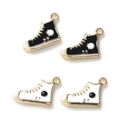 10pcs/pack Sport Shoes Oil Drop Enamal Charms Metal Pendant for Earring Keychains DIY Fashion Charms Jewelry Making