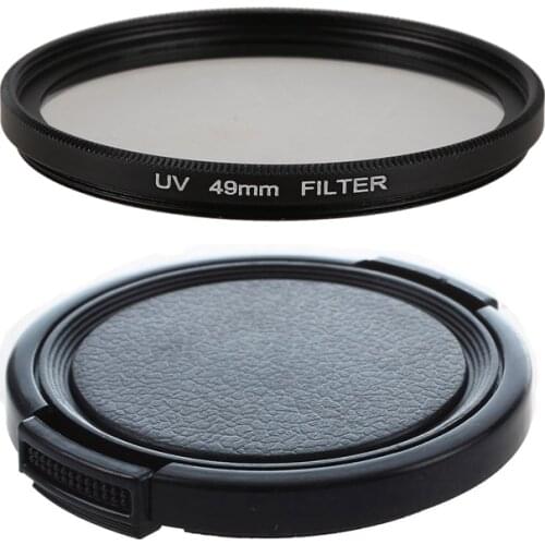 2 Pcs 49Mm Camera Protector: 1 Pcs Digital Camera Multi Coated UV Lens Filter & 1 Pcs Camera Lens Cap Protective Cover