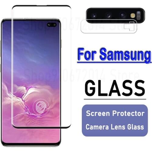 2 In 1 Front Glass For Samsung S21 Ultra Screen Protector Lens Film For Galaxy S8 S9 S10 S20 Plus Note 10 Plus 20 Ultra Glass