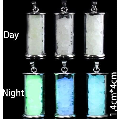 2021 Halloween Luminous Wishing Bottle Pendant Glass Natural Stone Drifting Bottle Necklace Glow In The Dark Pendant Necklace