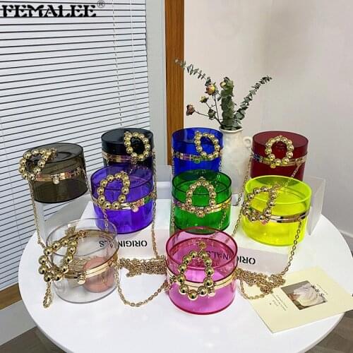 2021 Clear PVC Fashion Female Handbags Luxury Bead Handle Transparent Shoulder Crossbody Sac Korean Trendy Women Designer Purses