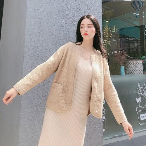 2021 Autumn Winter Faux Fur Coat Women Casual O Neck Warm Zipper Fur Jacket Plush Overcoat Pocket Teddy Outwear Female Plus Size