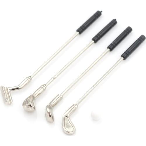 5pcs/set Golf Sticks with 1 Ball Doll Accessory Kids Toy Dollhouse Miniature Accessories 6.5cm Hot Sale