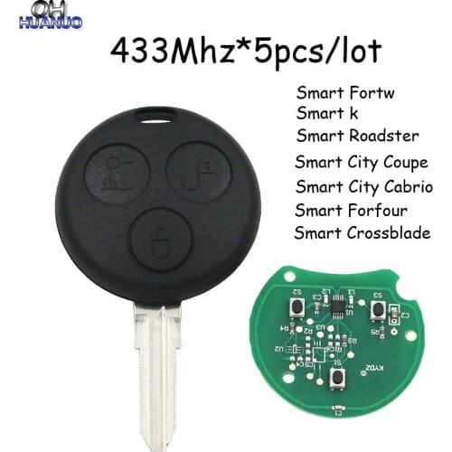 5pcs/lot for Mercedes-Benz MB Smart Fortwo FORFOUR remote fob key 3 button FULL KEY blade 433 MHZ