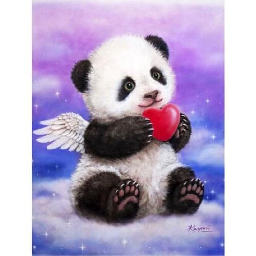 5D DIY Square diamond embroidery cartoon panda angel diamond painting Cross Stitch full square Rhinestone mosaic decoration