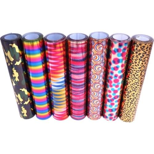7 Colors Holographic Heat Transfer Vinyl Rainbow Iron on Vinyl HTV for Shirts DIY Camouflage Leopard Print Free Shipping