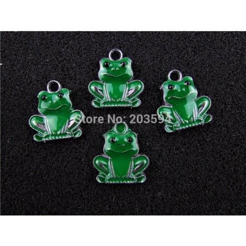 AE554 Mix Color 20Pcs Alloy Metal Enamel Frog Charms Pendants 20x18mm