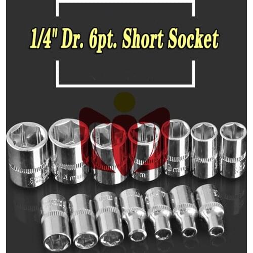 Free ship 1pcs 1/4 inch Drive 4-14mm Hex Socket Wrench Head 6 Point Sleeve for Ratchet Wrench Auto Repair Hand Tool Nut Removal