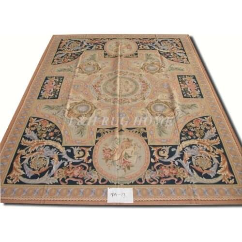 Free shipping 12.5'x14.1' Aubusson woolen carpe aubusson design area carpet hand woven woolen rug