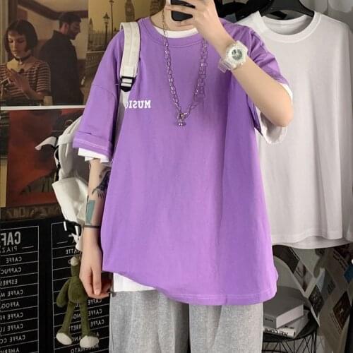 FOR 60-135KG Purple White LOOSE Oversize 2021 MENS ROCK Skateboard Hip Hop T-shirt Short Sleeves Streetwear TOPS TEES TSHIRT