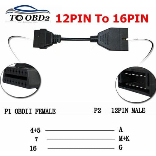 For GM 12 Pin 12Pin OBD 2 Connector Adapter for Gm12 pin obdII Auto Car Accessories Diagnostic Cable To16 Pin Female