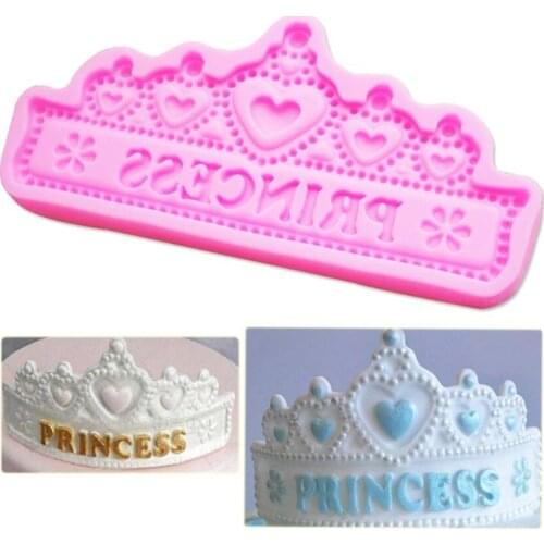 Happy birthday Cake Mould Silicone Soap Sugarcraft Mold Crown Shape Fondant Cake Decoration Card Tools Gumpaste Mould