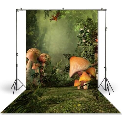 HUAYI Photography Backdrop Newborns Baby Child Photo Booth Background Mushroom Forest Spring Natural Studio Photodrop XT-4766