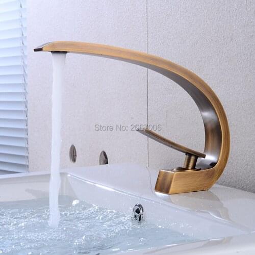 GIZERO Artistic Design Brass Sink Faucet Retro Antique Wash Basin Faucet Hot And Cold Water Bathroom Mixer Tap ZR608A