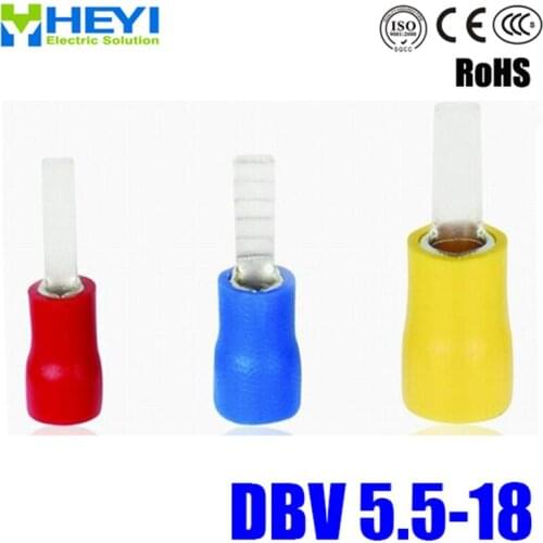 Good Quality 100pcs/lot DBV5.5-18 Yellow AWG12-10 Copper Insulating Crimp Terminals Connectors Blade Terminal