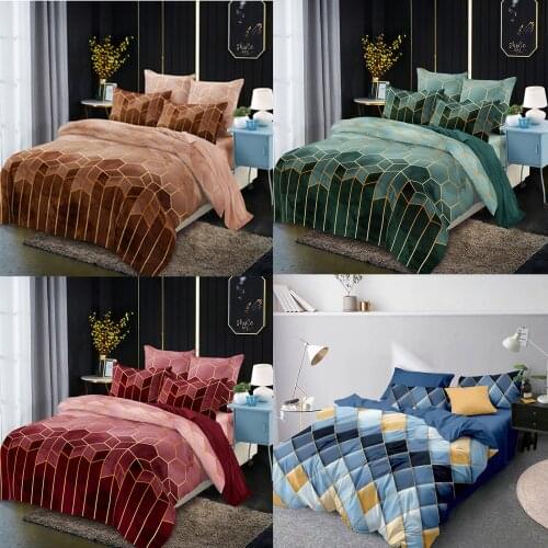 Quilt Cover Set Bed Linens Imitated Silk Fabric Colorfast Vintage Styles Household Products Washable Duvet Cover Sets