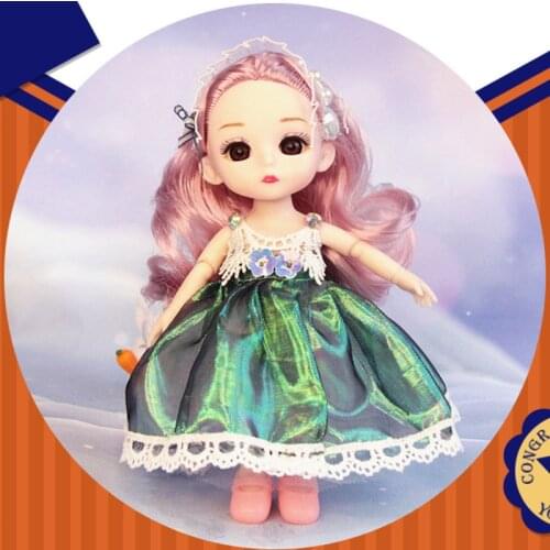 BJD Doll 16cm Doll Fashion Princess Dress Up Set with 13 Joints Movable 3D Eyes 1/12 Play House Girl Toy Best Gifts for Children