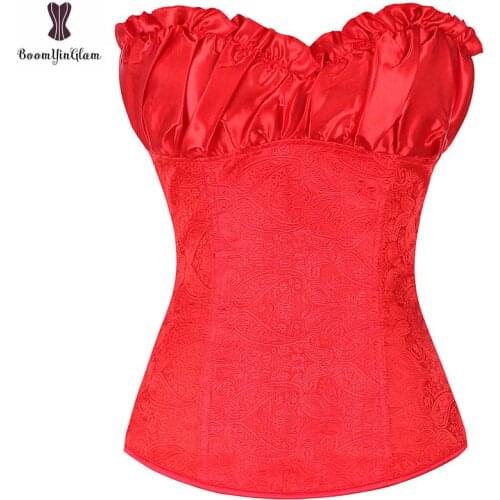 Fashion design 2 colors choices zipper side waist trainer body shaper brocade bridal bustier and corset size s-6xl Gorset 864