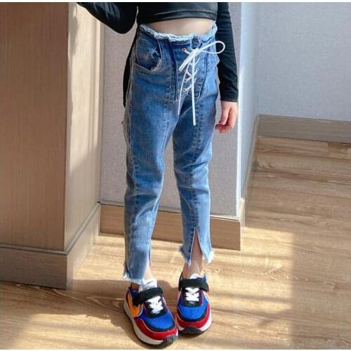 2020 new wholesale girls denim pants bow fashion autumn girls jean pants 3-8t F762
