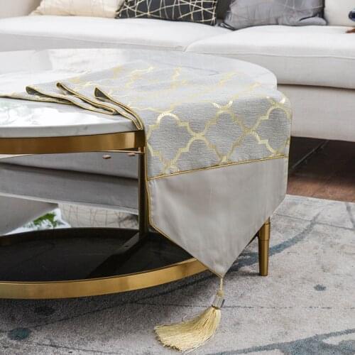 New Chinese Modern Simple Style Table Classical Retro Golden Geometric Patterns Tea Table Cloth Fashion Table Cloth Table Flag
