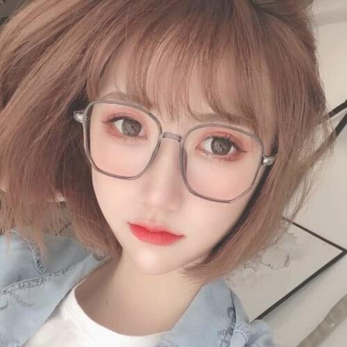 Ladies myopia glasses male large frame retro transparent optical lens polygonal male and female finished myopia glasses -1~4.0