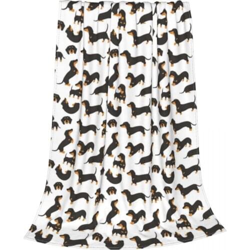 Cute Dachshund Dogs Blanket Fleece Print Dog Lover Breathable Lightweight Thin Throw Blankets for Bed Bedroom Rug Piece