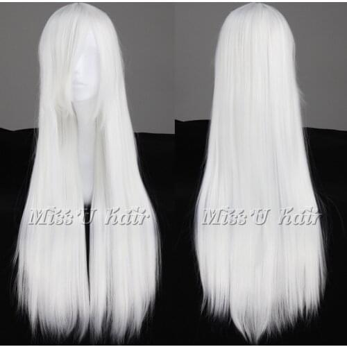 New fashion Lolita Sliver White Long Straight Anime Halloween Cosplay party role play Wig for adult full hair+Wig Cap