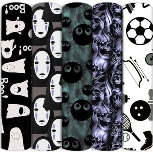 Ghost Sports Print Black White Polyester Cotton Cloth Sewing Quilting Fabric Patchwork Needlework DIY Handmade Material,c17281